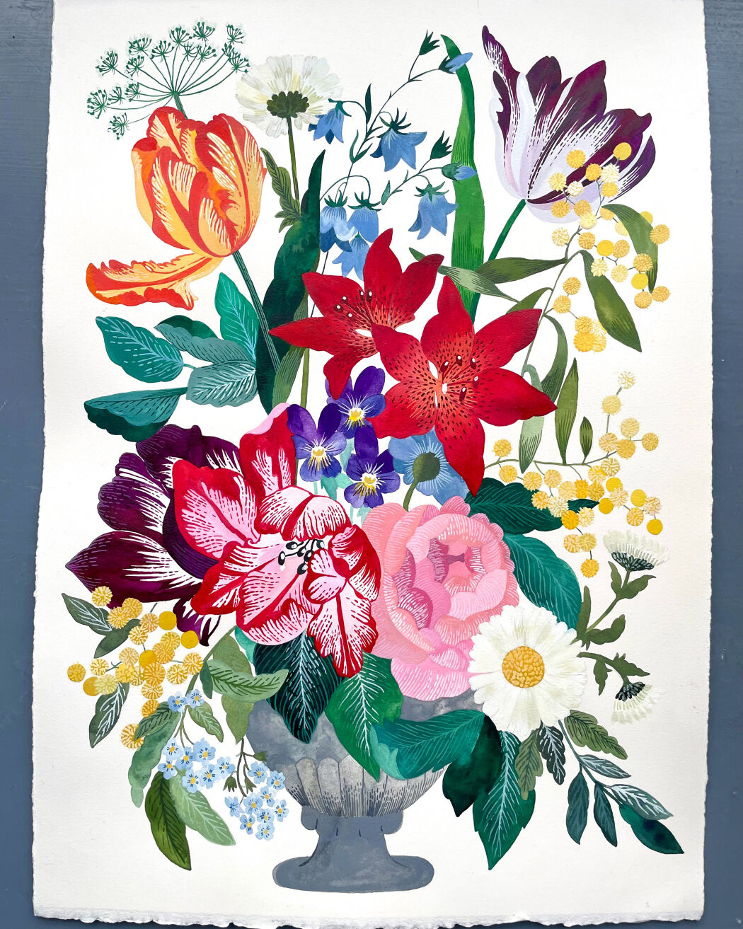 Botanical artwork handpainted by the artist Malin gyllensvaan