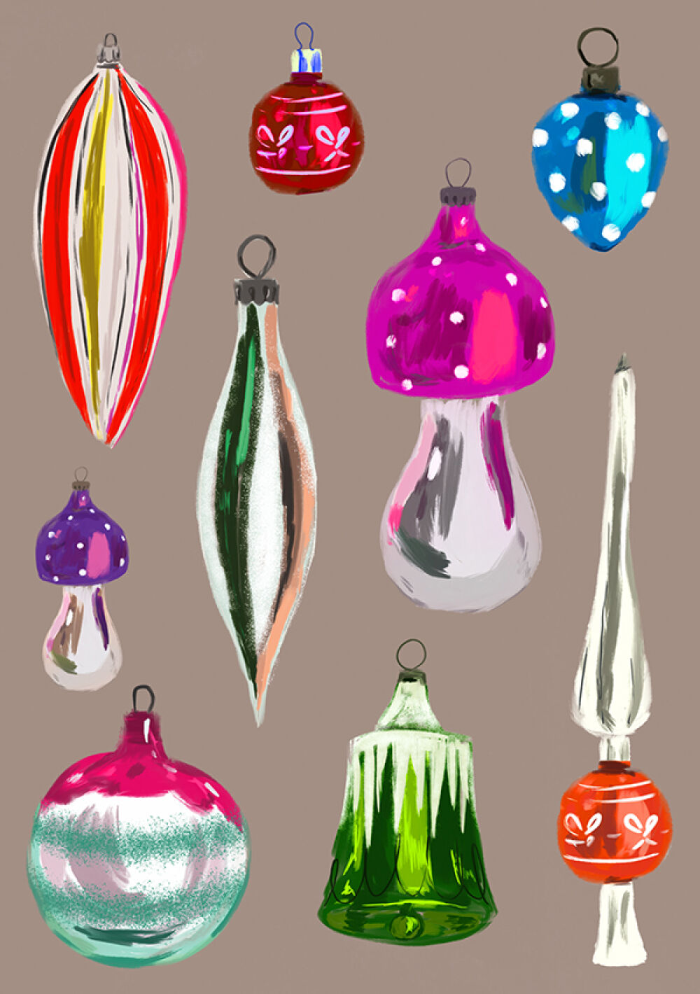 Christmas assets illustrated by the Canadian digital artist Christina Gliha