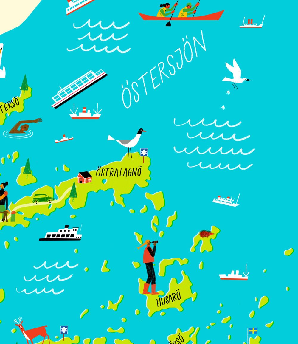 Illustrated map by the artist Klas Fahlén