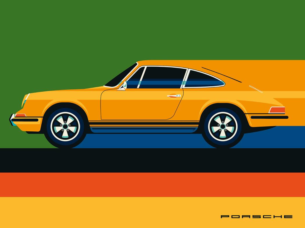 Illustrated vectorised Porsche by Bo Lundberg