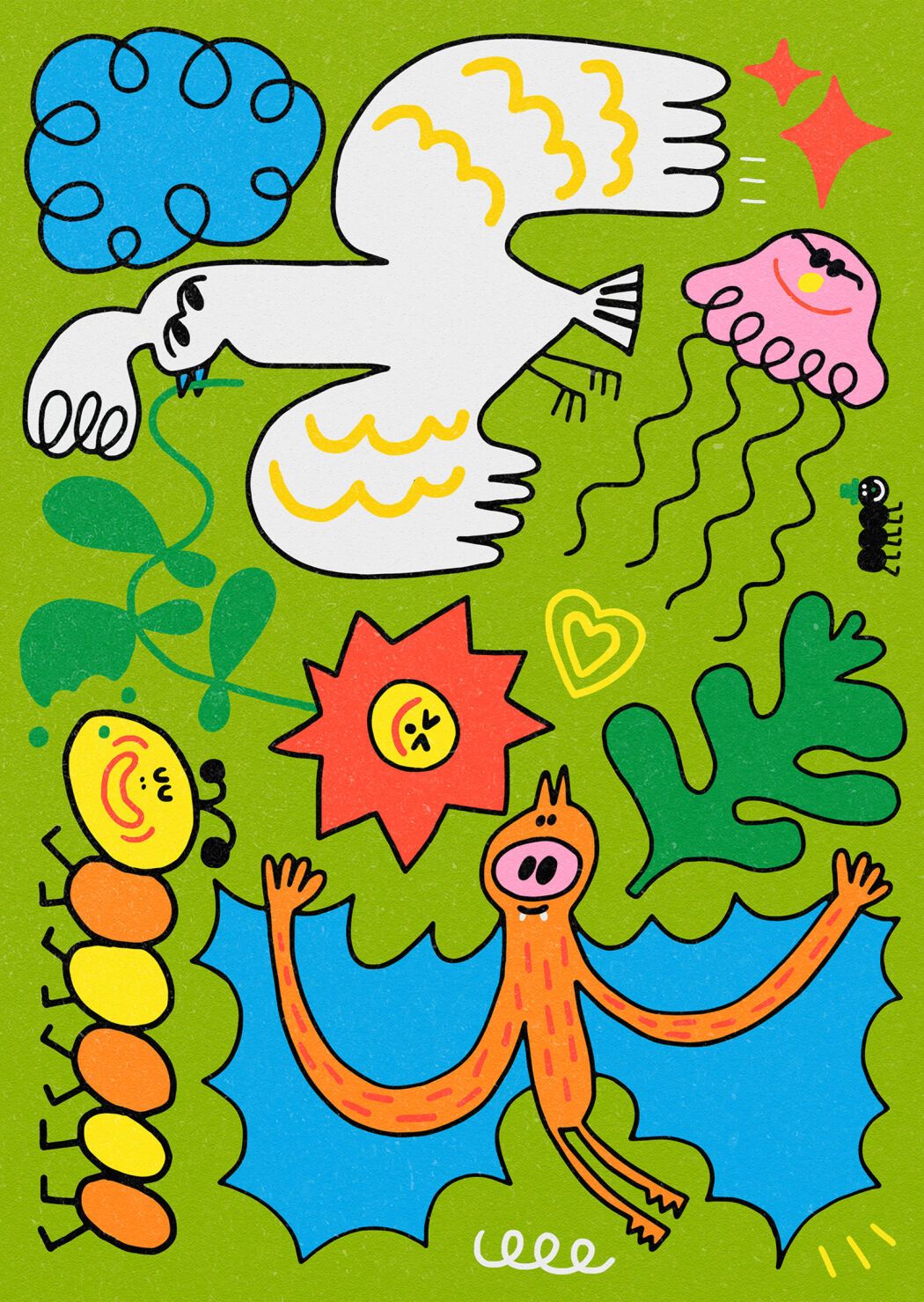 Playful and colorful illustration by Elin Matilda Andersson