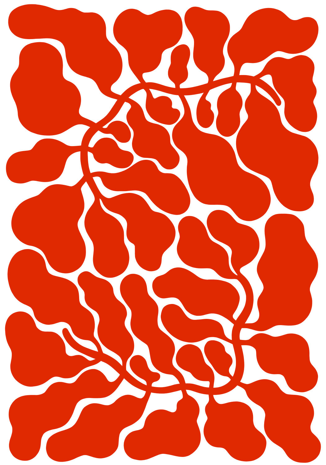 Digital illustration, botanical red pattern by Linnéa Andersson