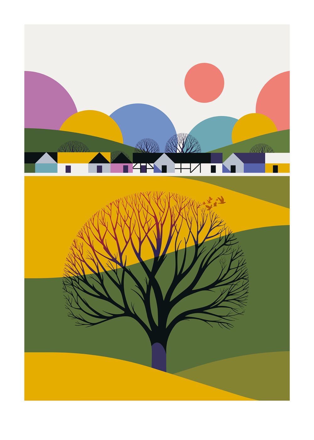 Graphic illustration art by the illustrator Bo Lunderg