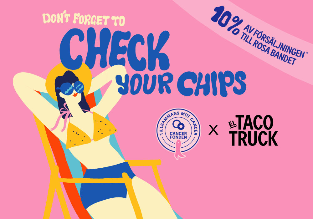Illustrated advertising- and InStore campaign for Rosa Bandet in collaboration with El Taco Truck & Cancerförbundet by Erica Jacobson