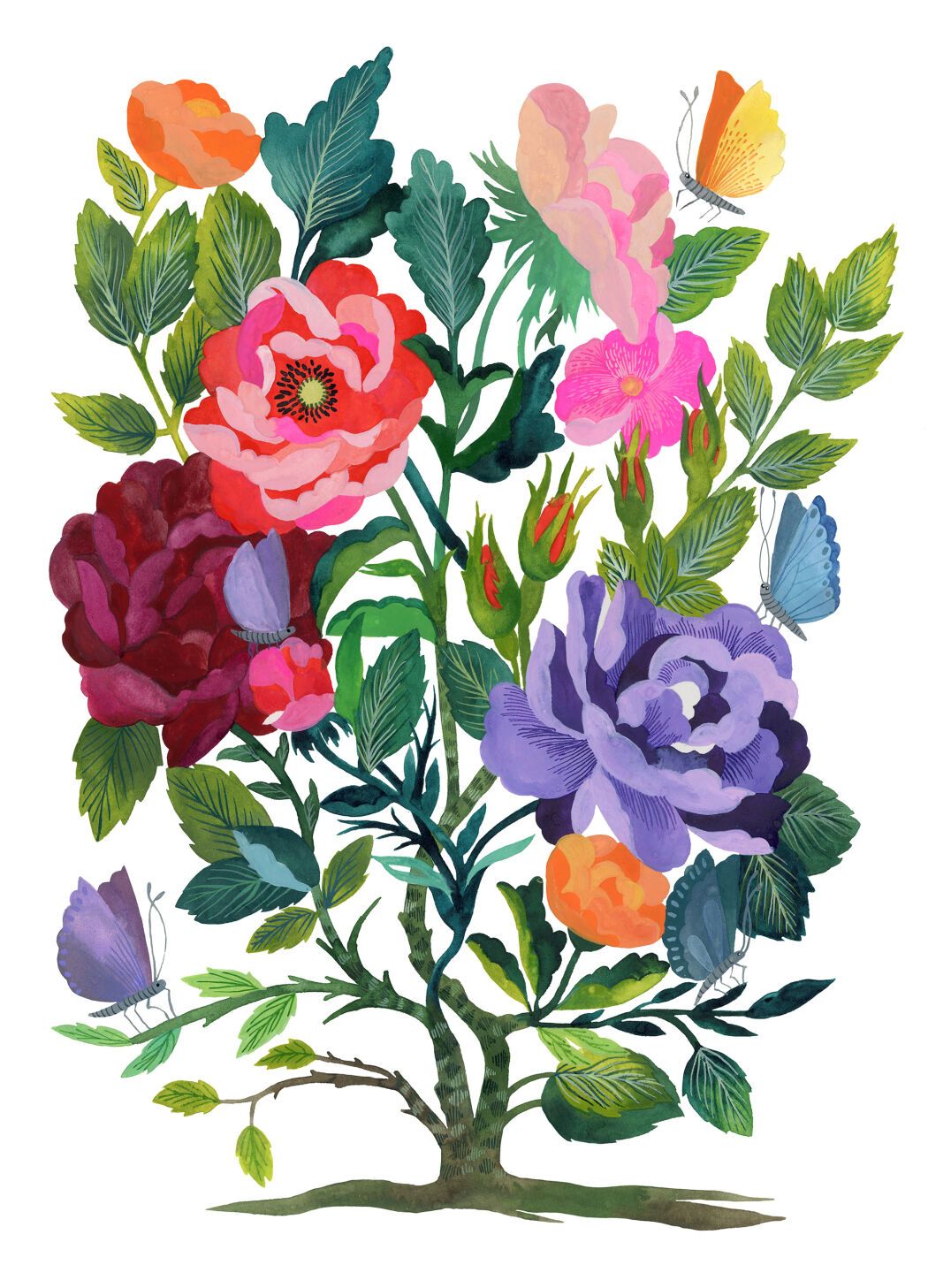 Handpainted floral artwork by the artist Malin Gyllensvaan