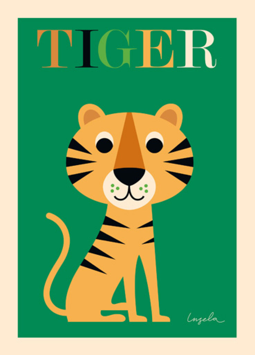 Nostalgic Tiger poster, Illustration and graphic design by Ingela P Arrhenius