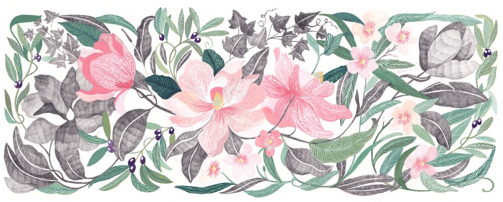 Flowery patterna by the illustrator Malin Gyllensvaan